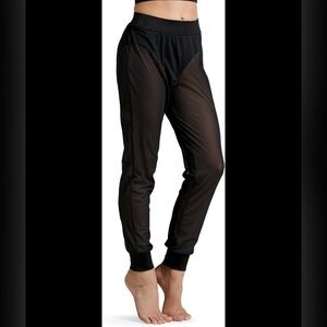 Balera Black Sheer power Mesh Dance joggers size Medium child MC